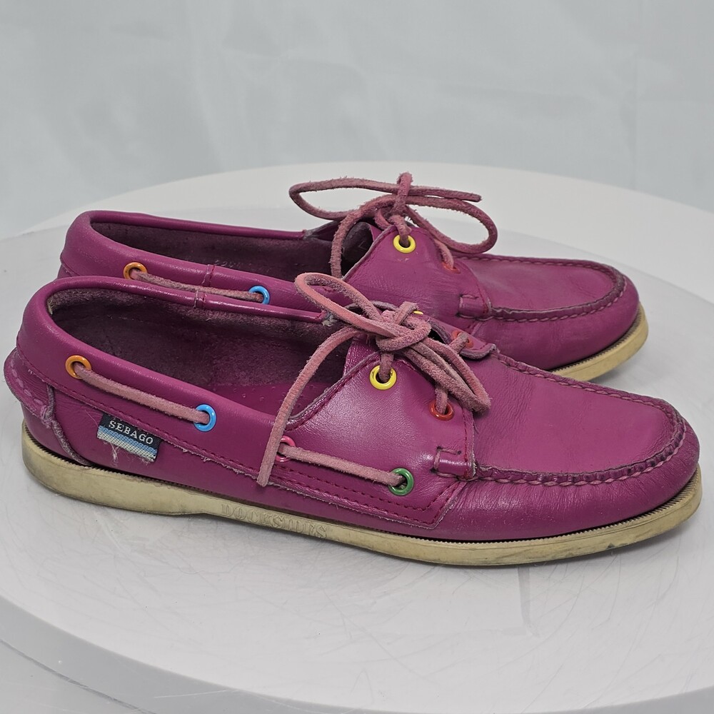 Vintage Sebago Docksides Litesides Boat Deck Shoes Wom 8.5 Pink Fuchsia Magenta